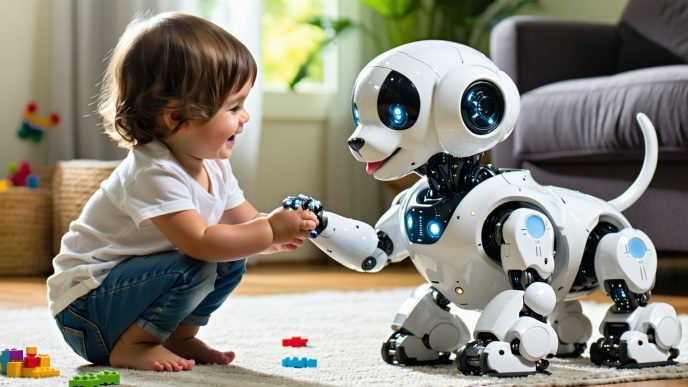 child and pet interaction with robots