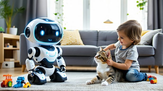 robots monitoring pets at home