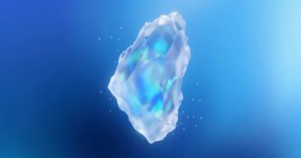 Google's Gemini 4 Carbon launch artwork: a translucent, iridescent crystal floating on a deep blue background, with small white number 4s scattered around it
