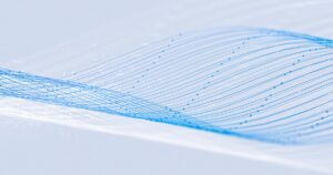 Soft abstract light-blue flowing lines on a textured white background, hero graphic from Meta's Muse Spark Open research blog