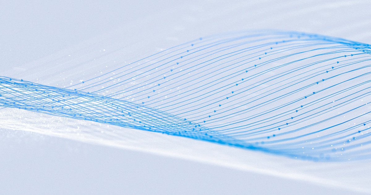 Soft abstract light-blue flowing lines on a textured white background, hero graphic from Meta's Muse Spark Open research blog