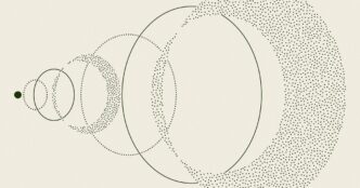 Reflection's Beam launch artwork: dark green concentric dotted and solid rings expanding from a single dot on a cream background
